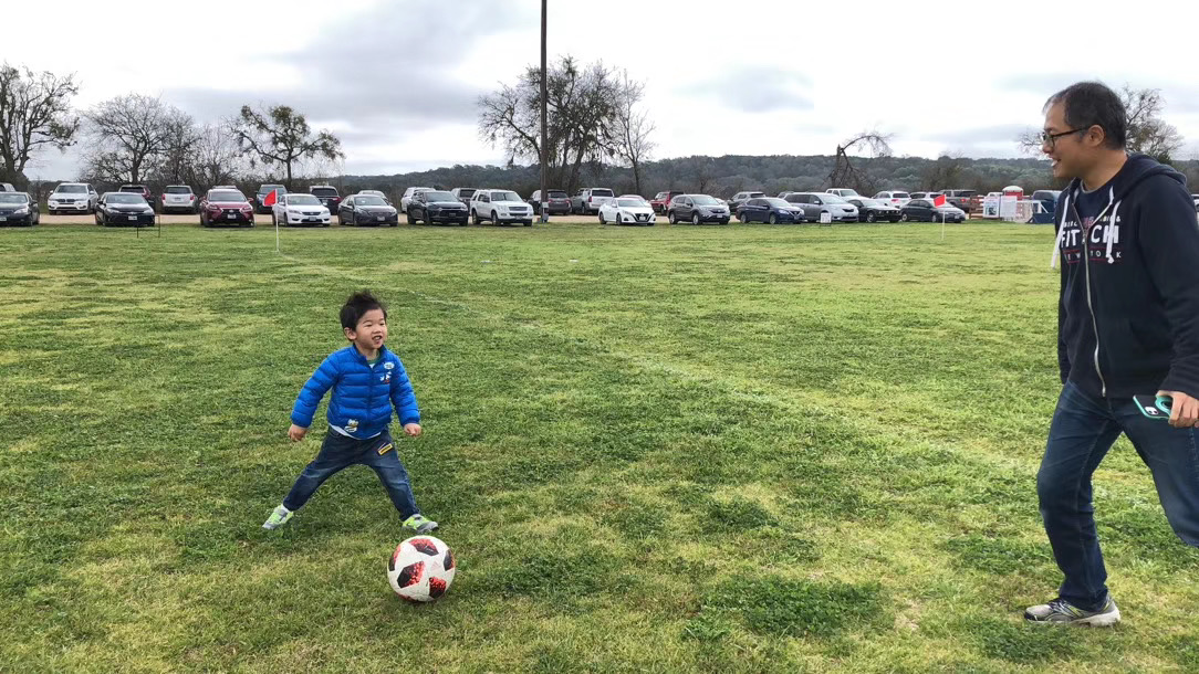 Alex and I playing soccer